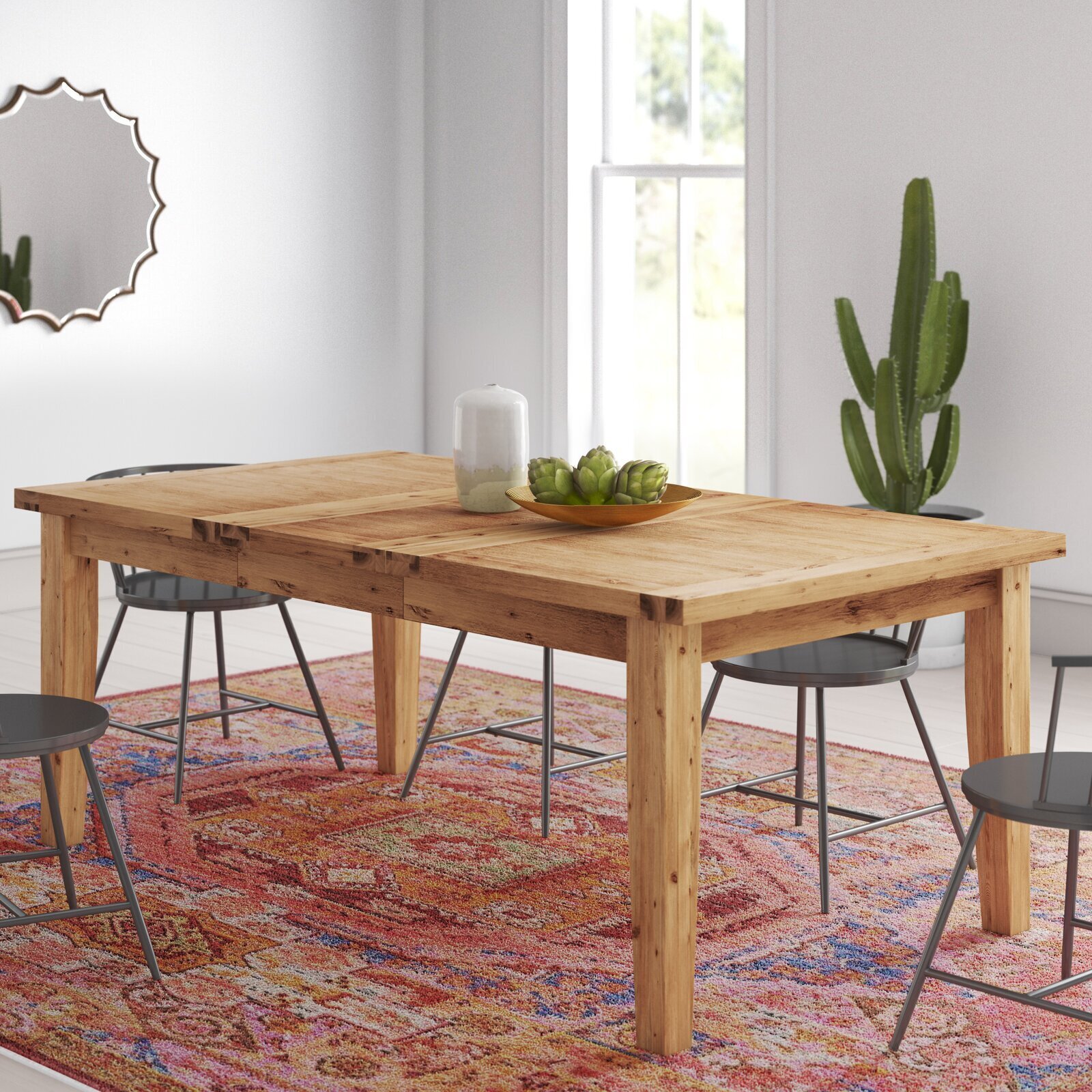 Coastal inspired dining table with built in leaf
