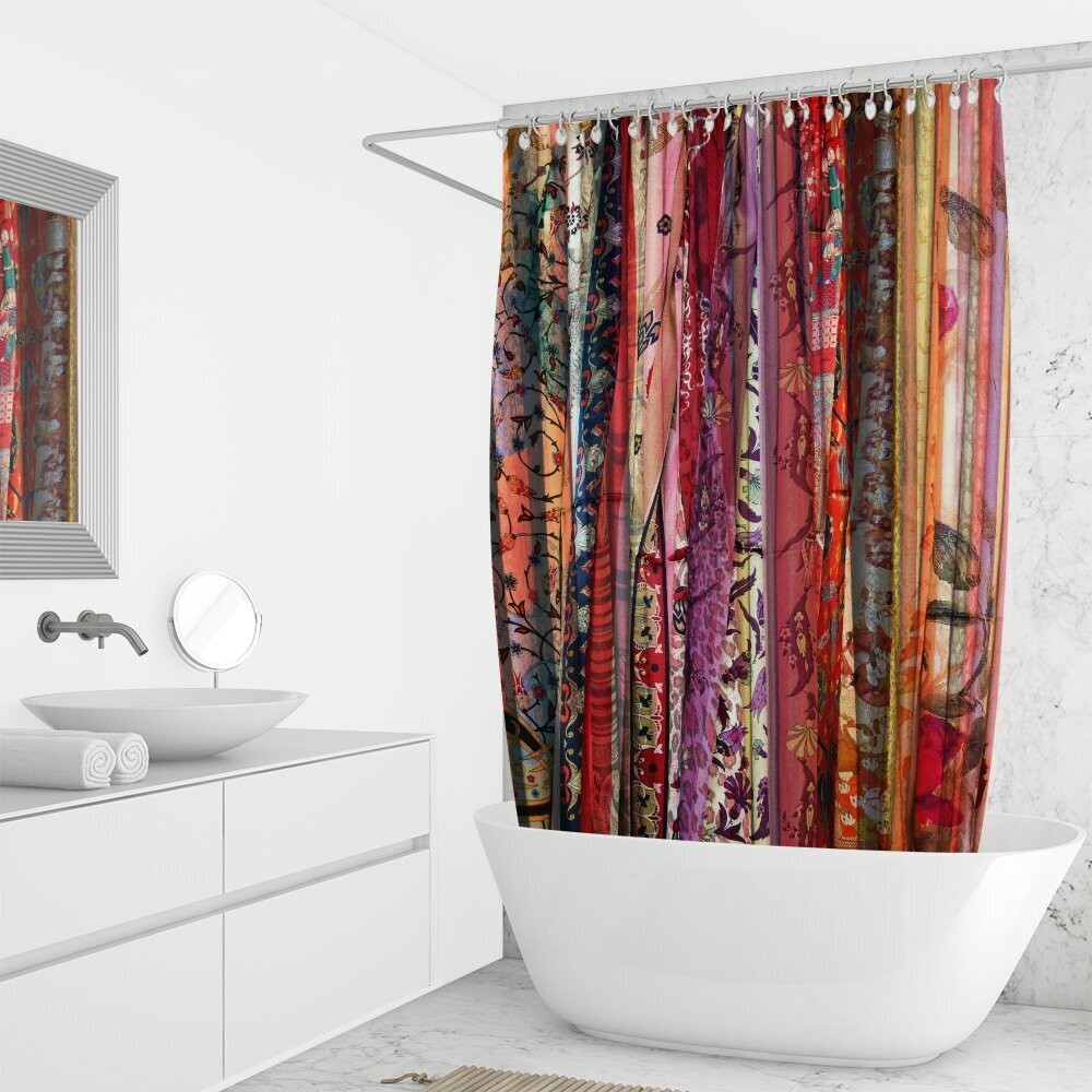 Colorful and Bold Long Shower Curtain