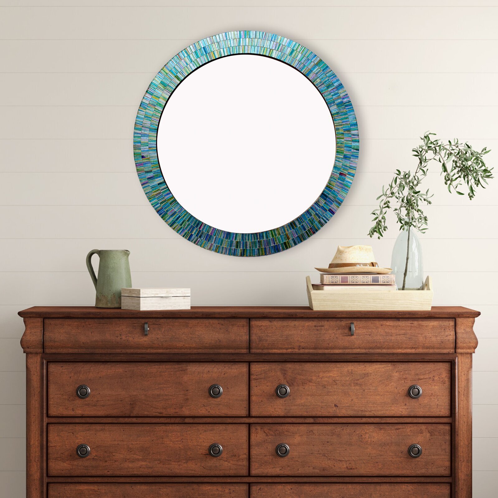 Colorful round mirror frame