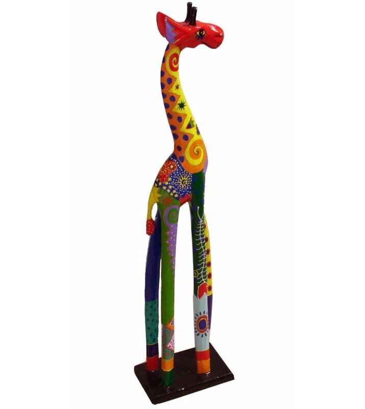 Colorful Wooden Giraffe Statue