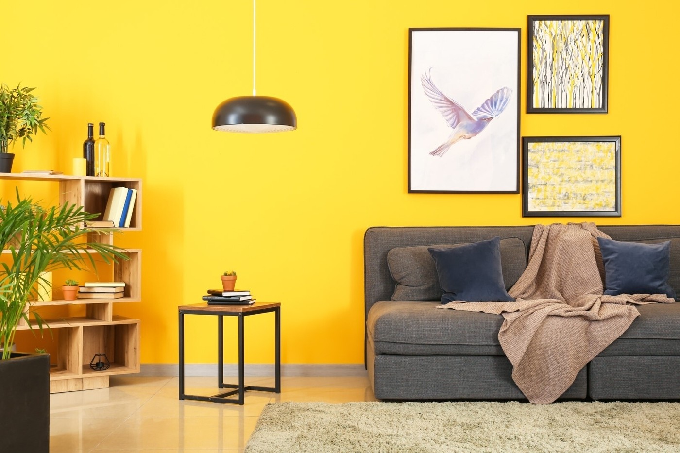 fresh light llime yellow drapery ideas in living room