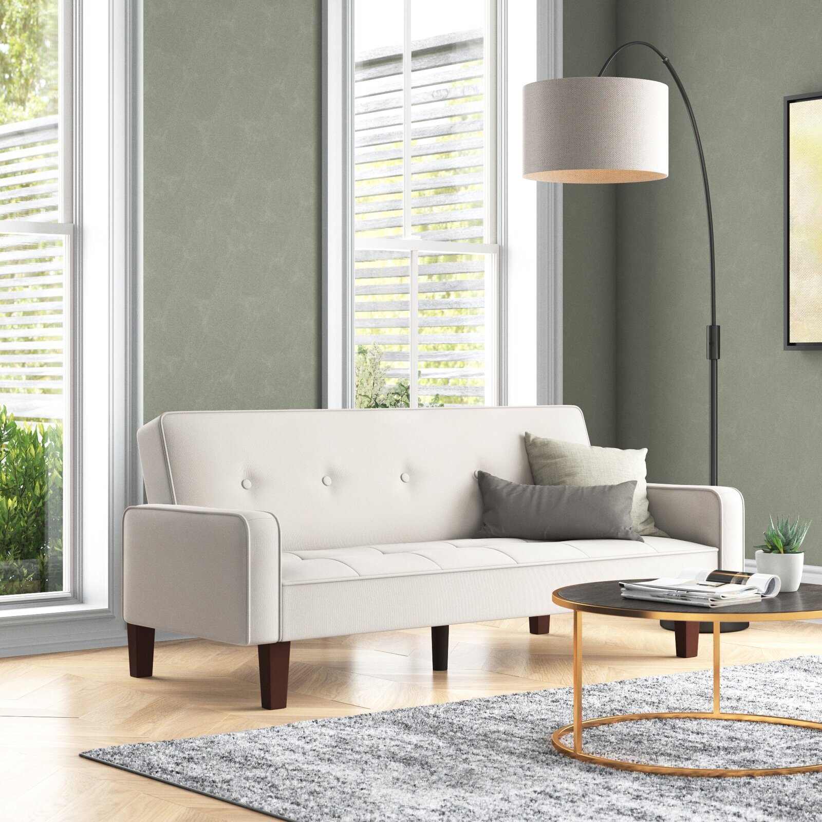 Comfortable Linen Convertible Sofa 