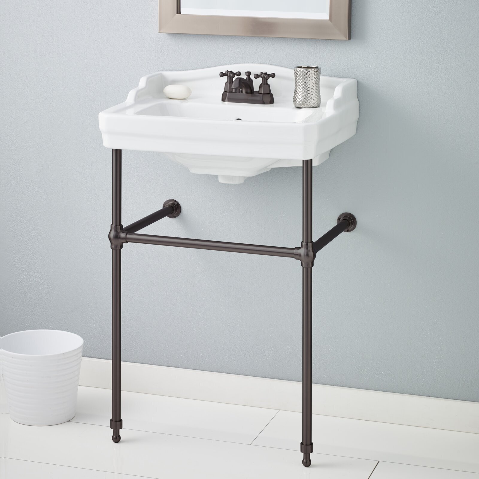 Console Sink With Metal Stand