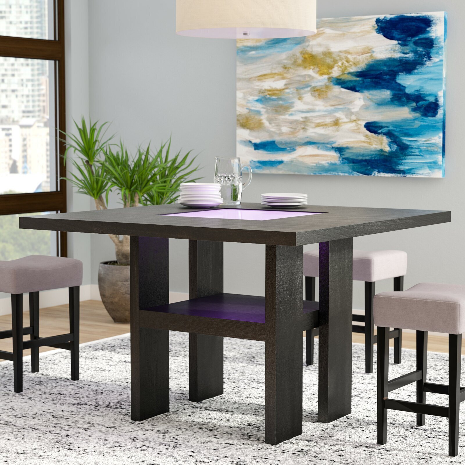 Contemporary 8 seater square dining table