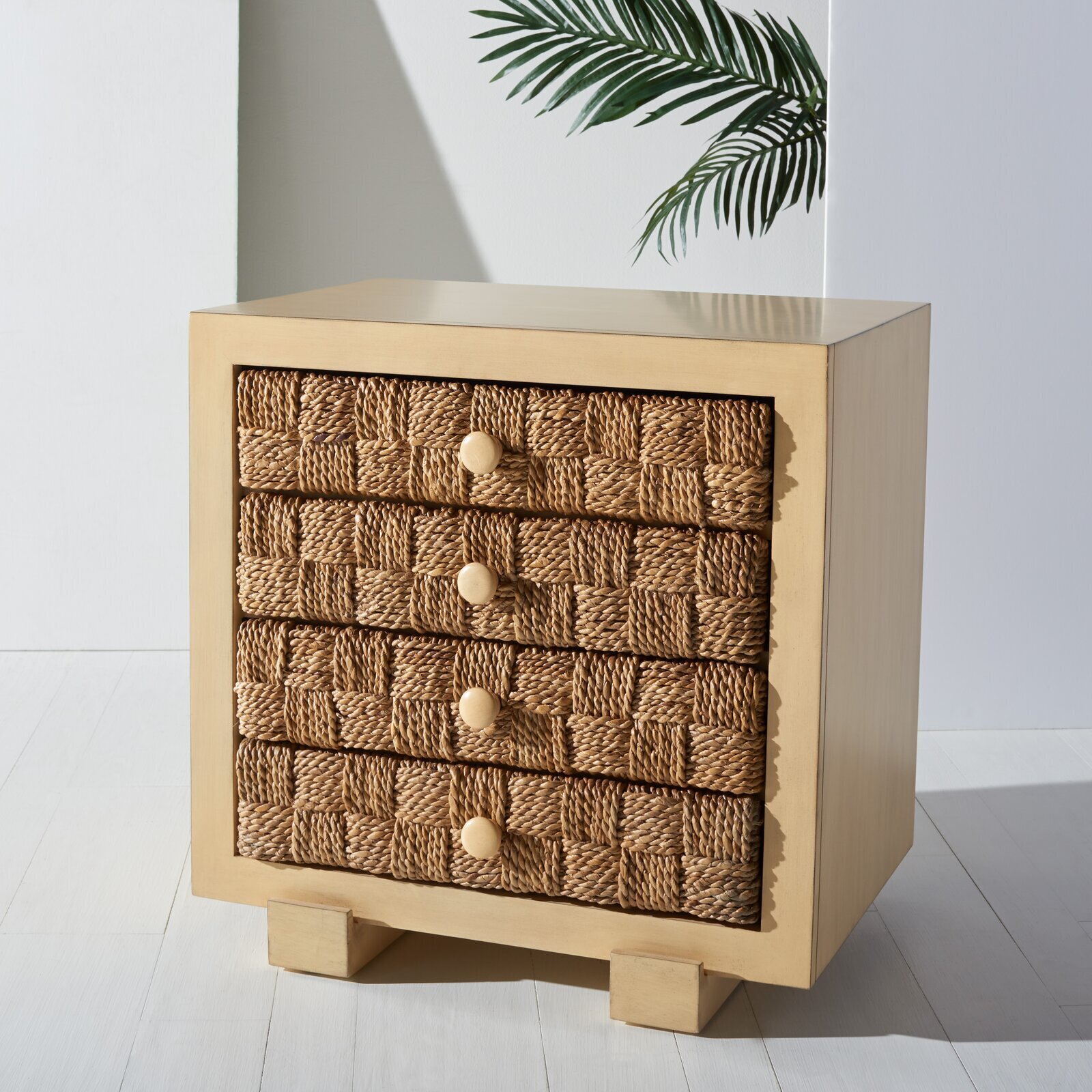Contemporary Coastal Stand With Woven Drawers