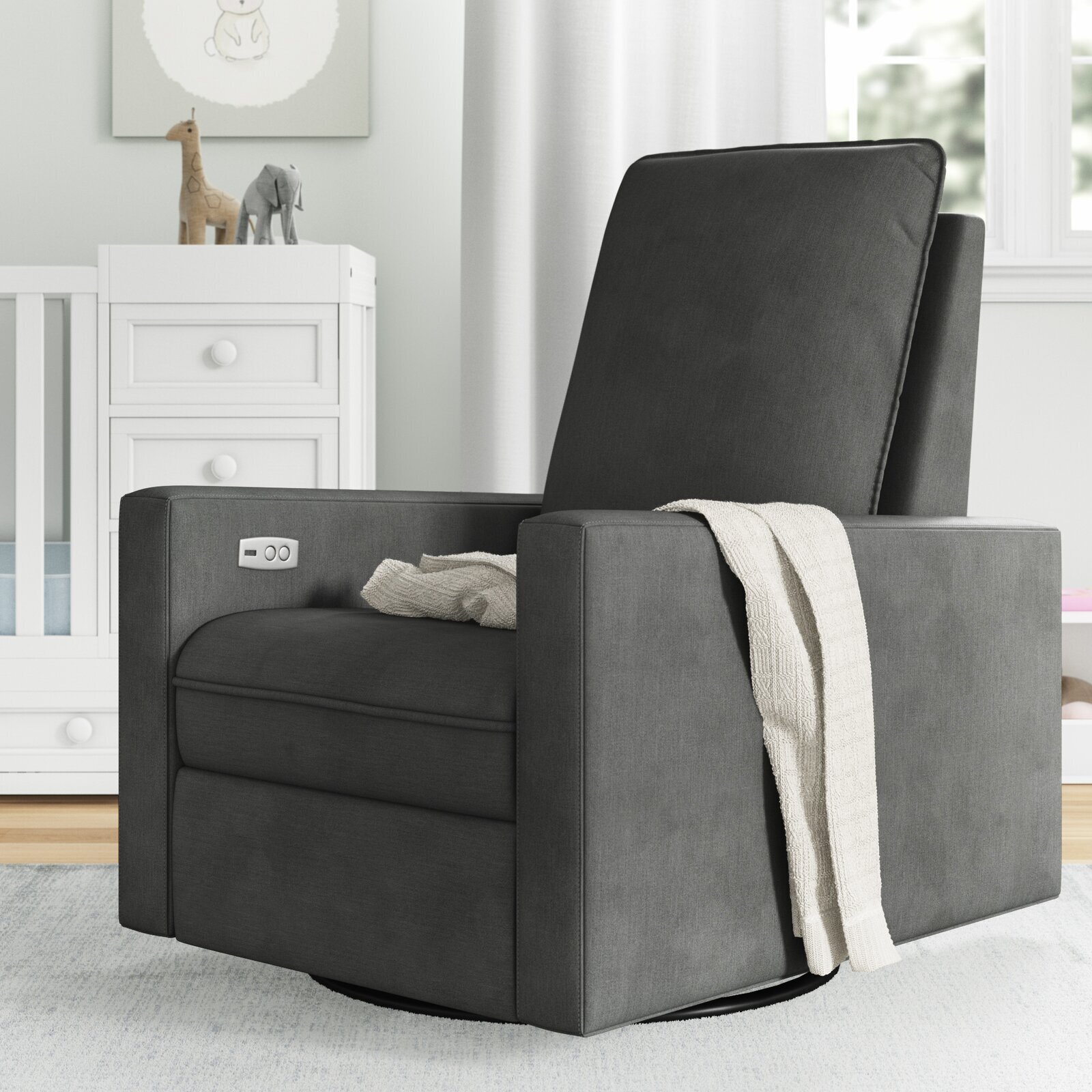 Contemporary Compact Swivel Recliner  