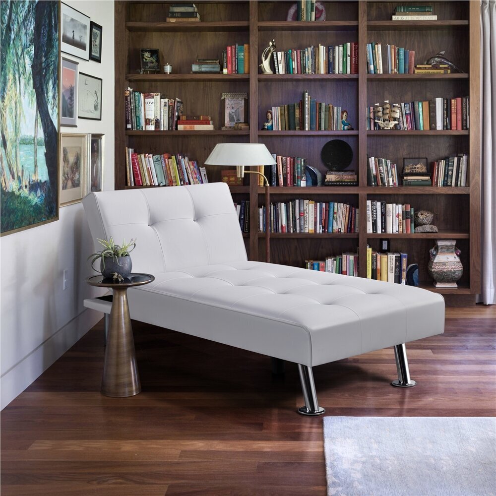Contemporary white leather chaise 
