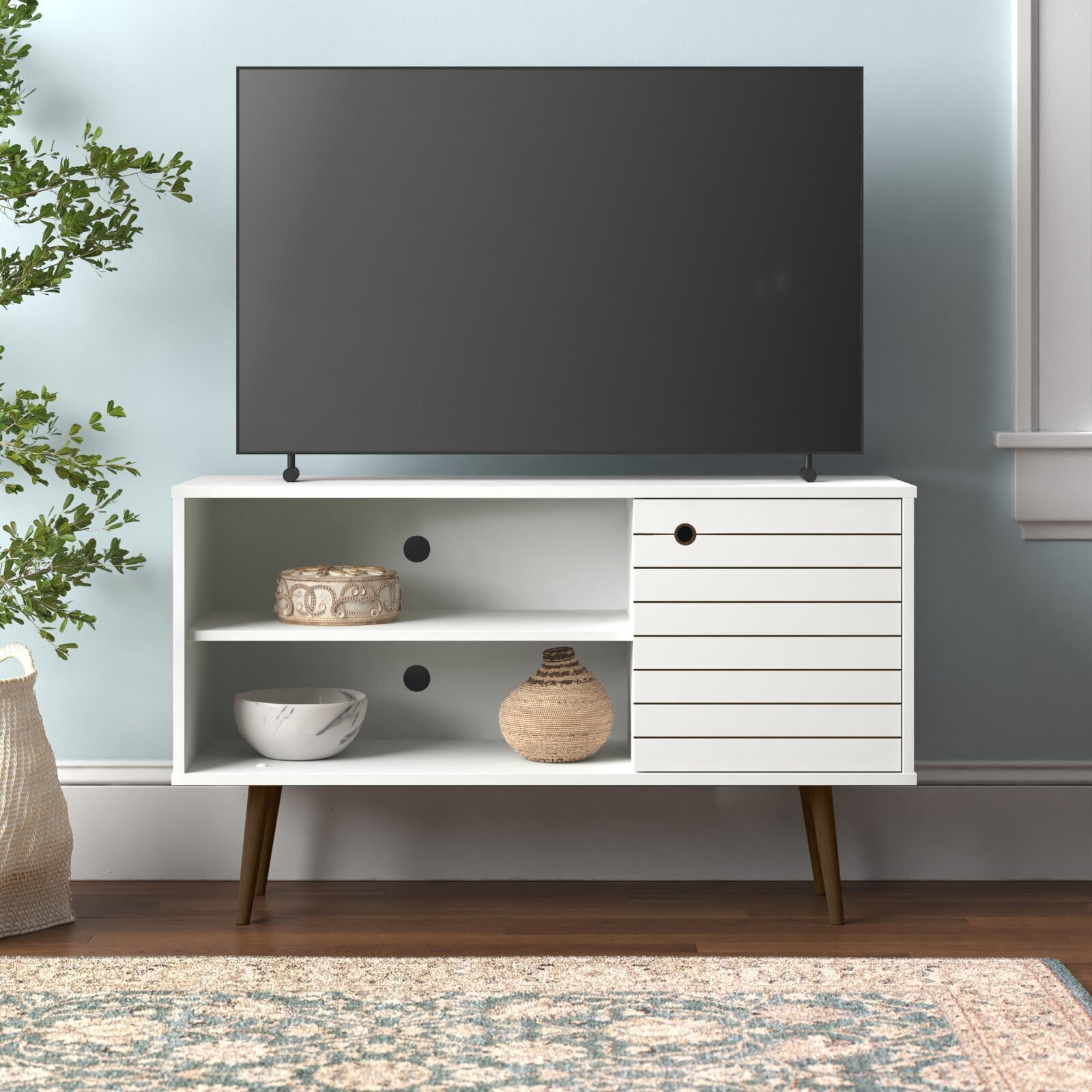 Contemporary White TV Unit with Legs 