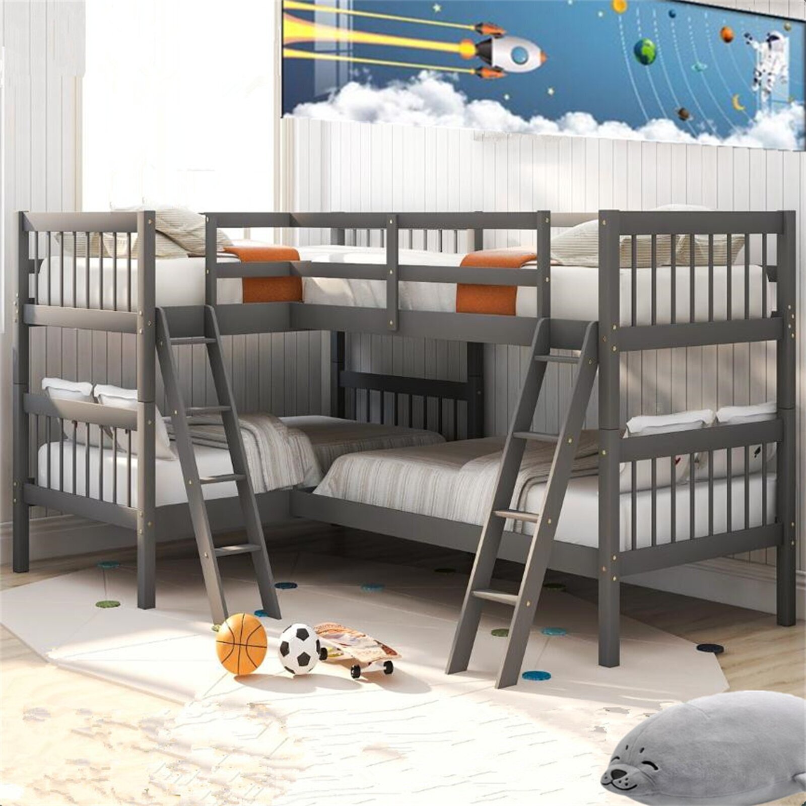 Corner Bunk Bed for Four