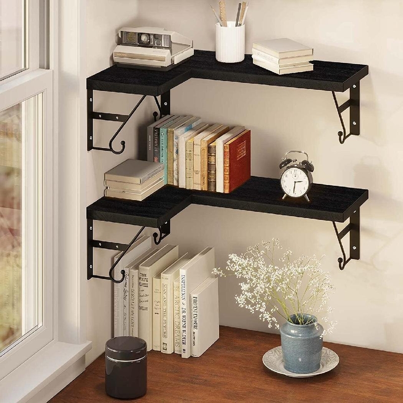 Rustic Wood Wall Shelves Wall Decoration. 2-Tier Floating Shelves Wall Mounted 