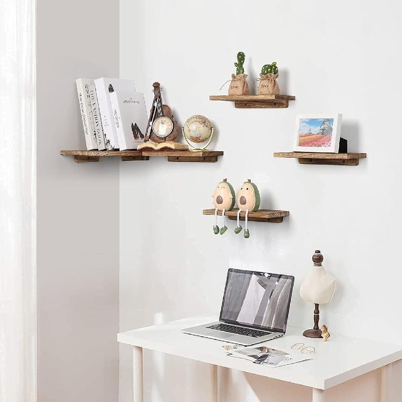 Corner Wall Shelves Rustic Wood Shelf Wall Mounted Corner Floating Shelves Decor For Bedroom Living Room Bathroom Kitchen Office Home