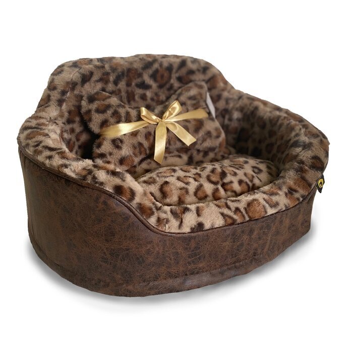 Cosy Leopard Print Dog Bed 