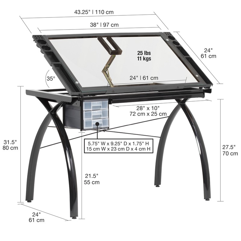 Courson Glass Drafting Table