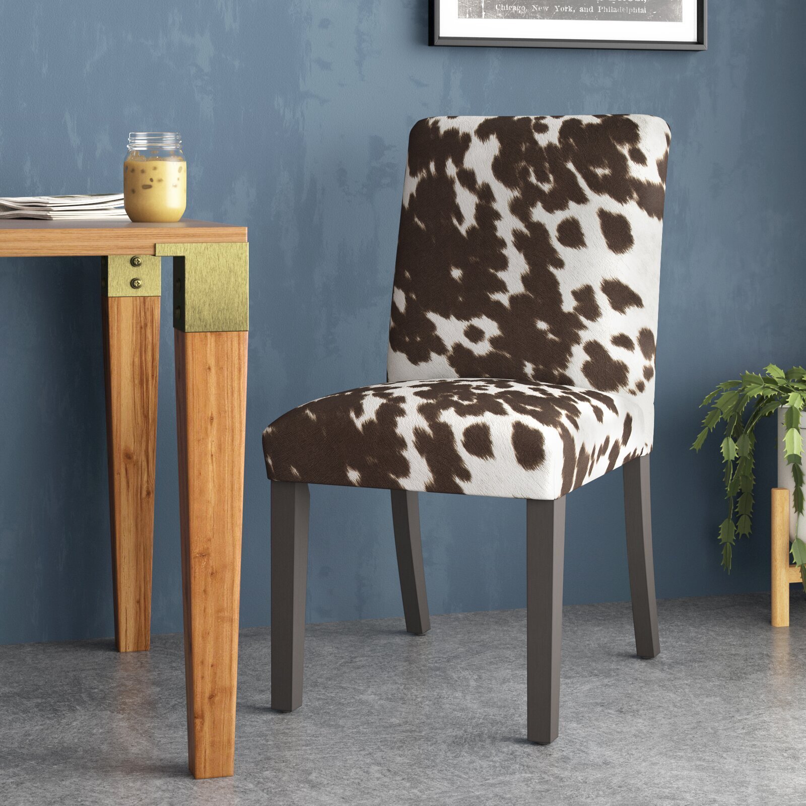 Cow hide animal print dining room chair