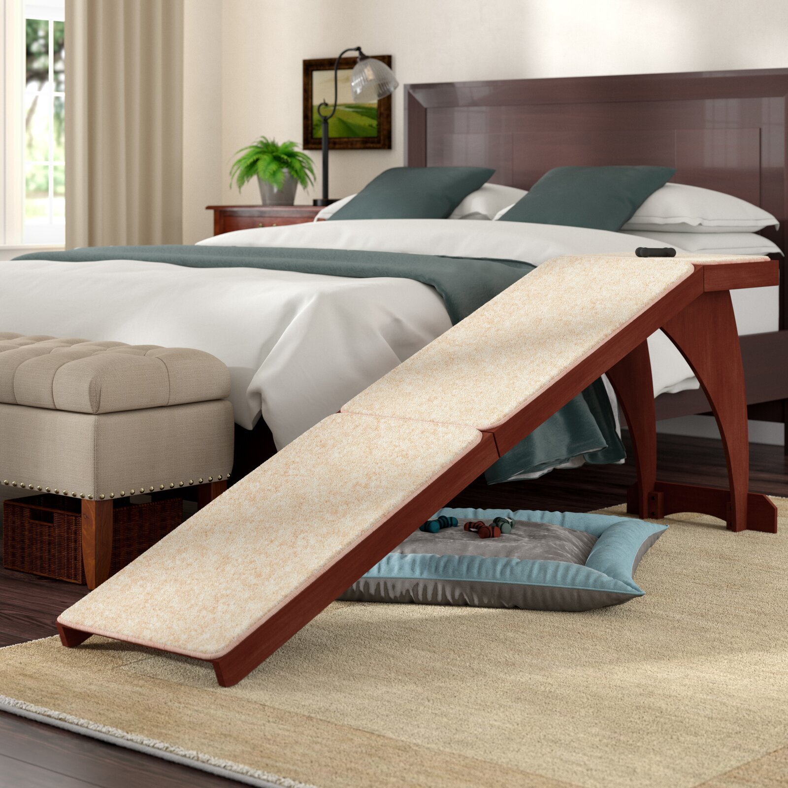 Cozy Wooden Dog Bed Ramp