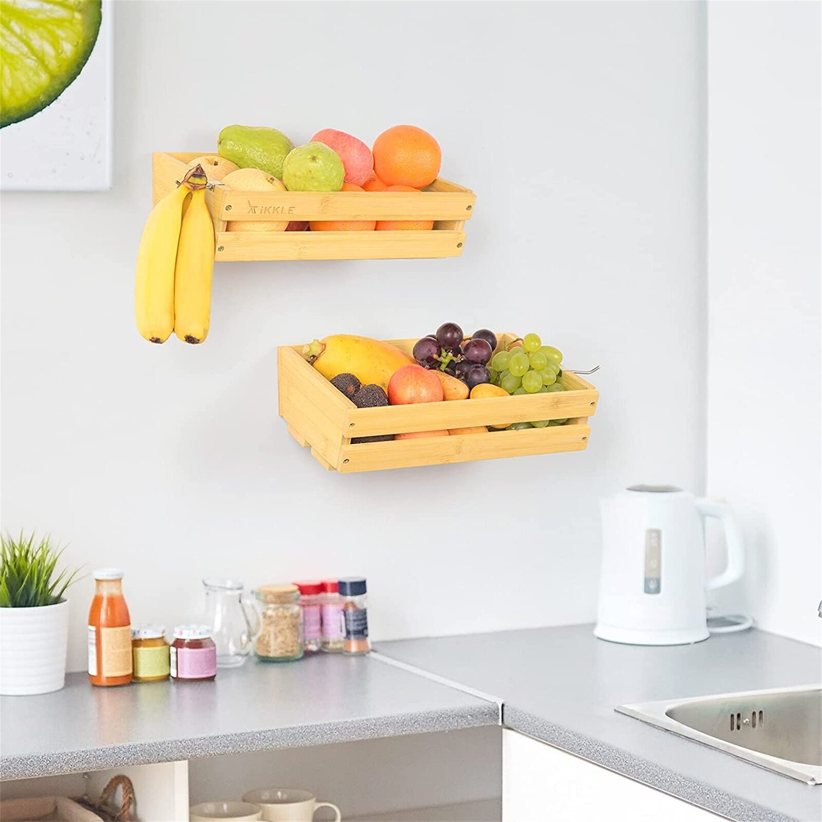 Crate style wall fruit basket 
