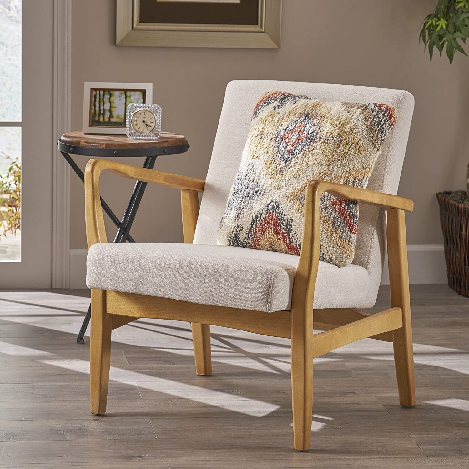 Cream and Wood Japandi Dining Chair