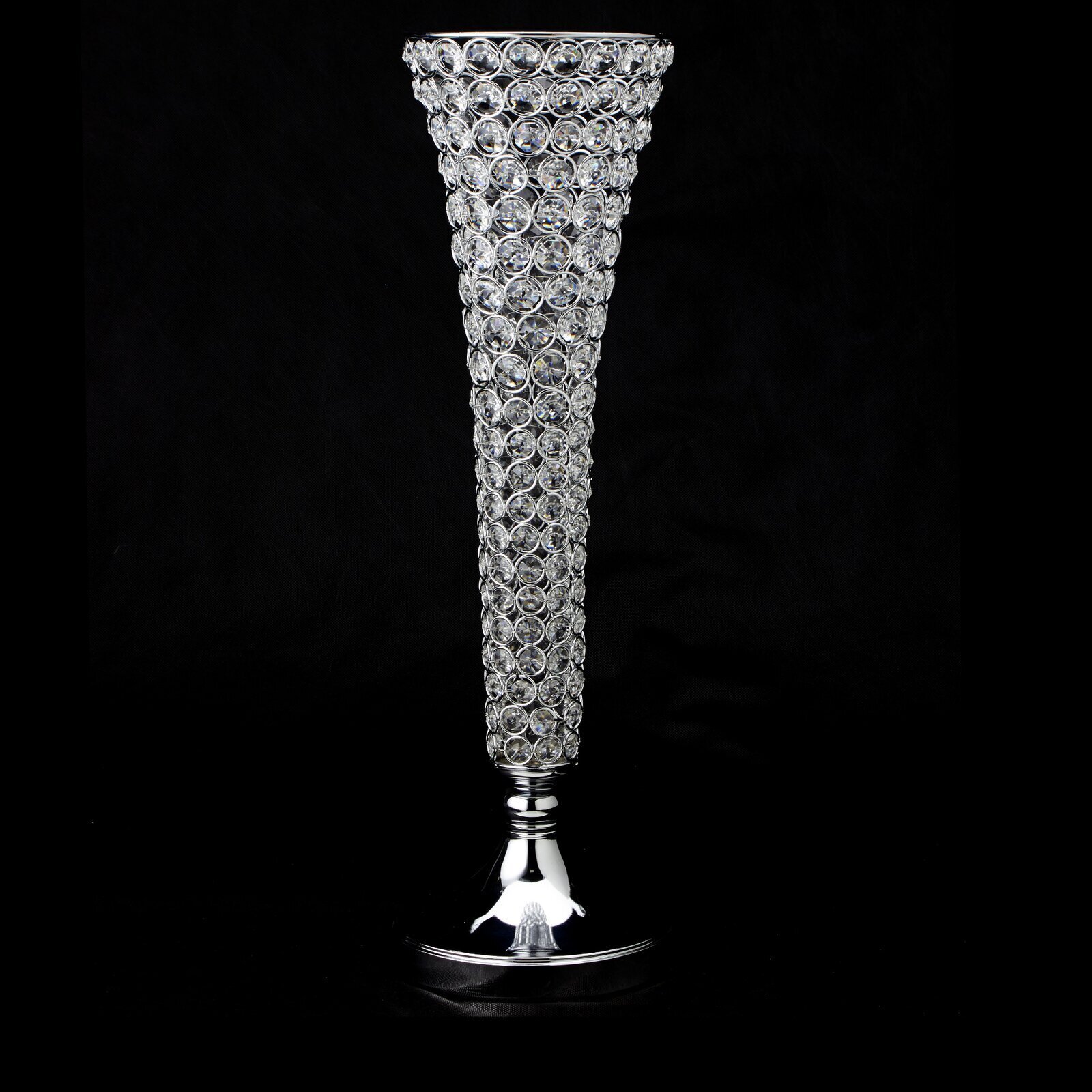 Crystal Trumpet Tall Metal Flower Vase 