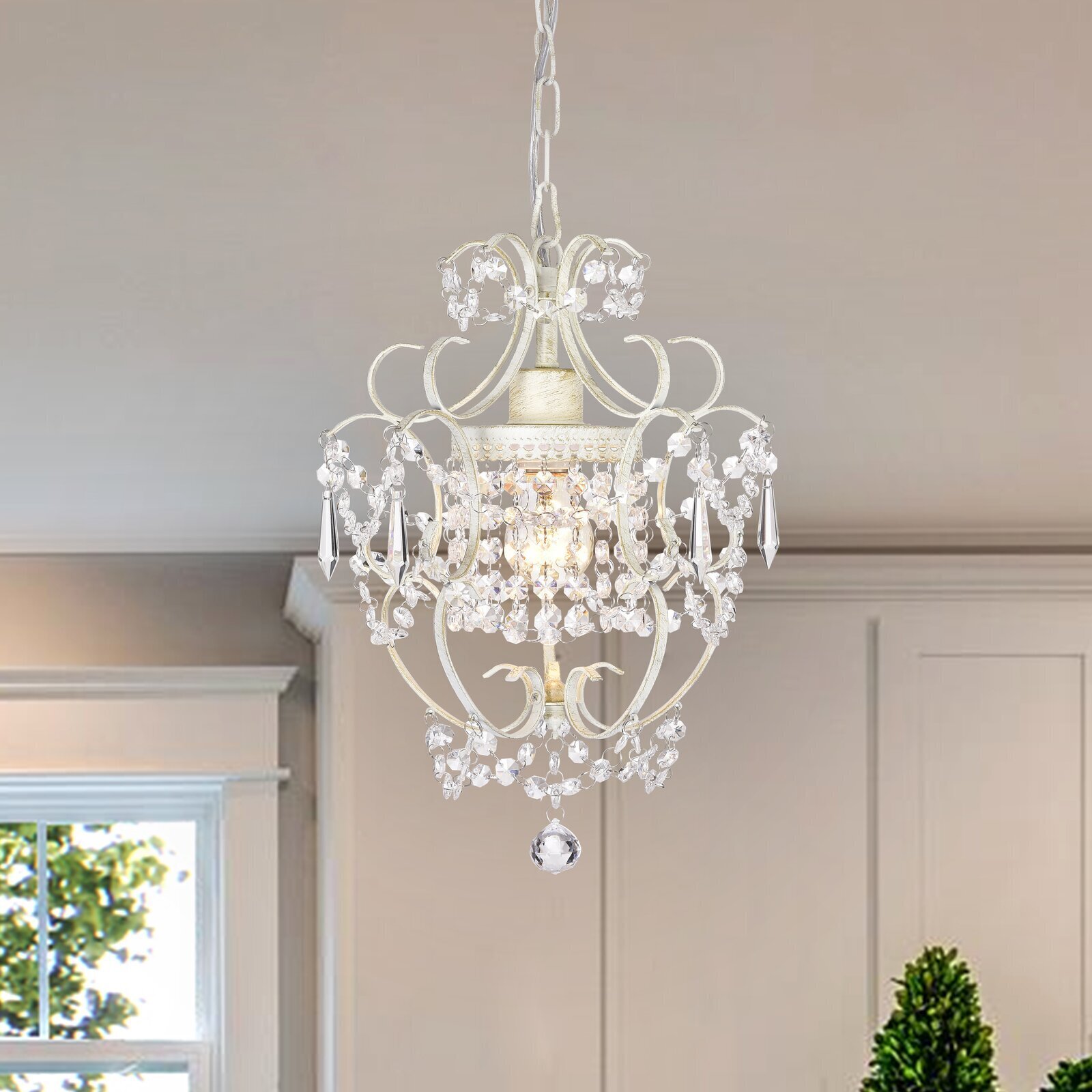 Crystal White Wrought Iron Chandelier