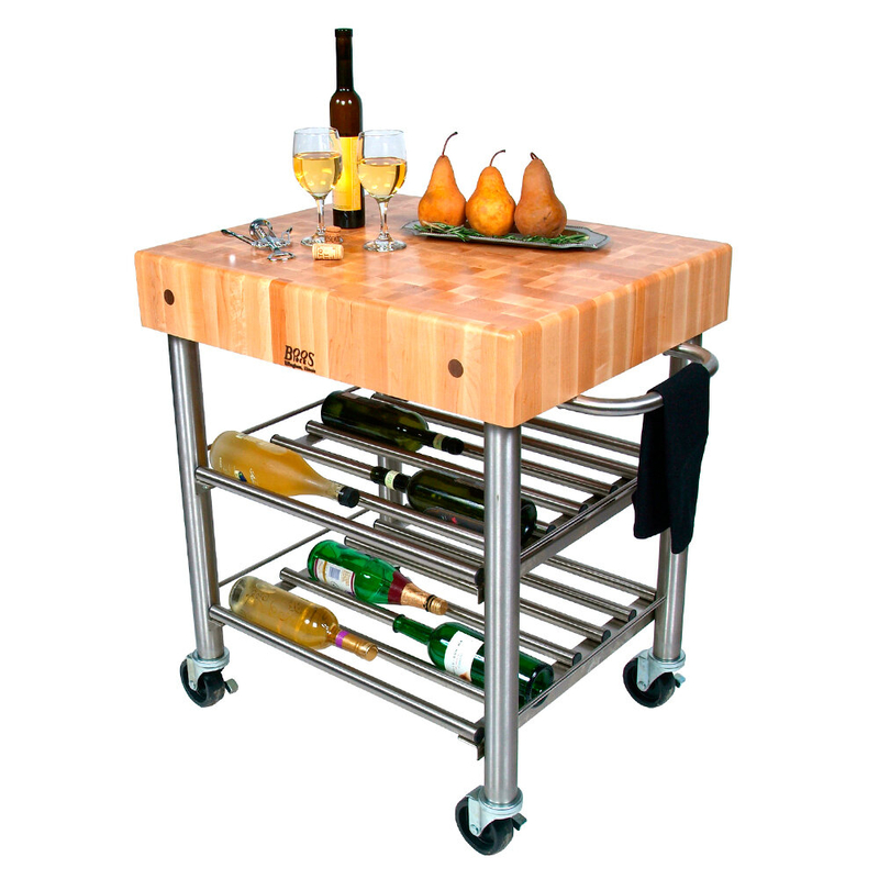Cucina Americana D'Amico Kitchen Cart with Butcher Block Top
