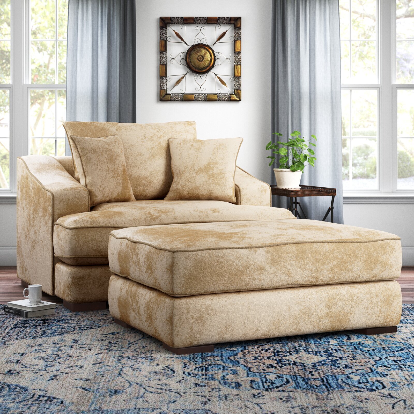 Cuddle Chair with Oversized Ottoman