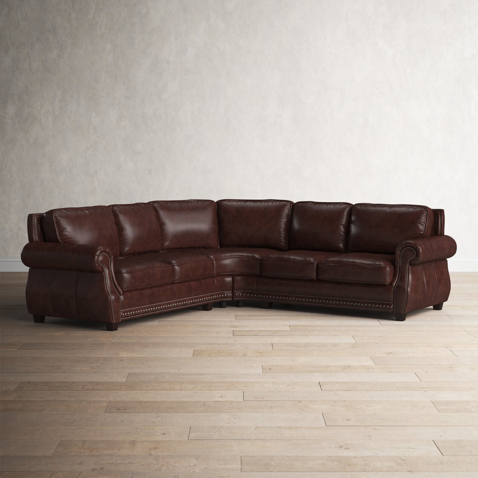 Curved Leather Sectional with Removable Cushions