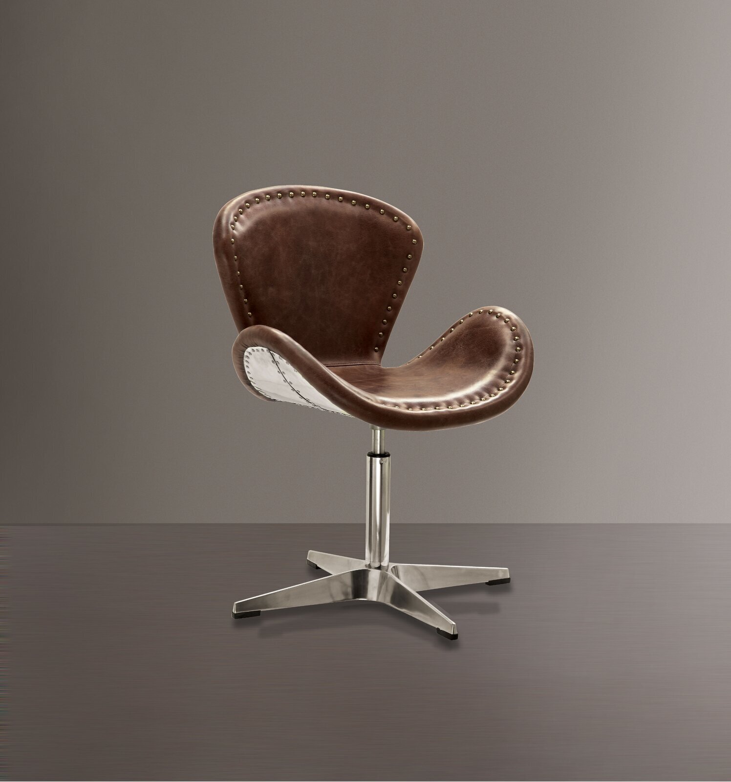 Curved Leather Swivel Chair