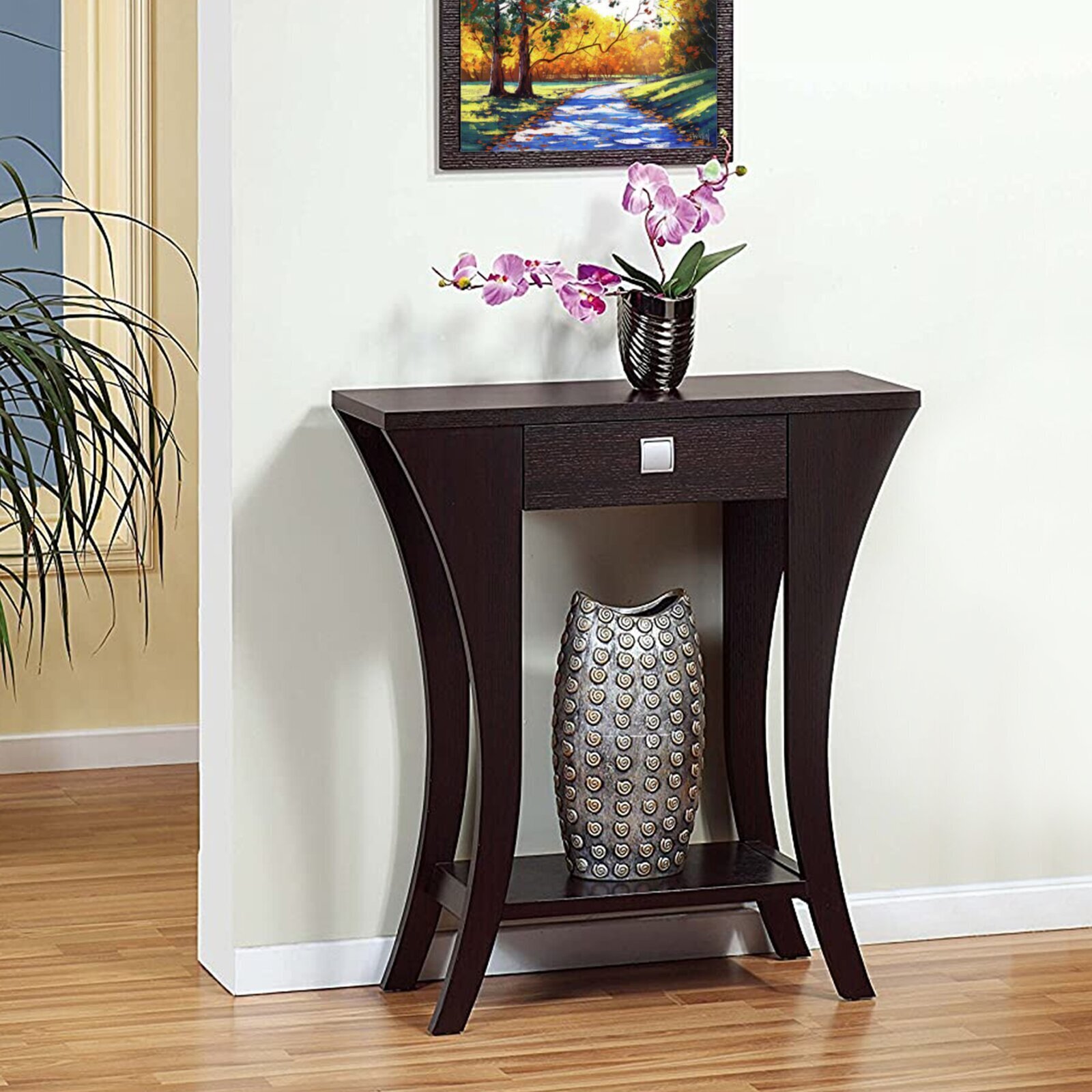 Curved Leg Narrow Console Cabinet