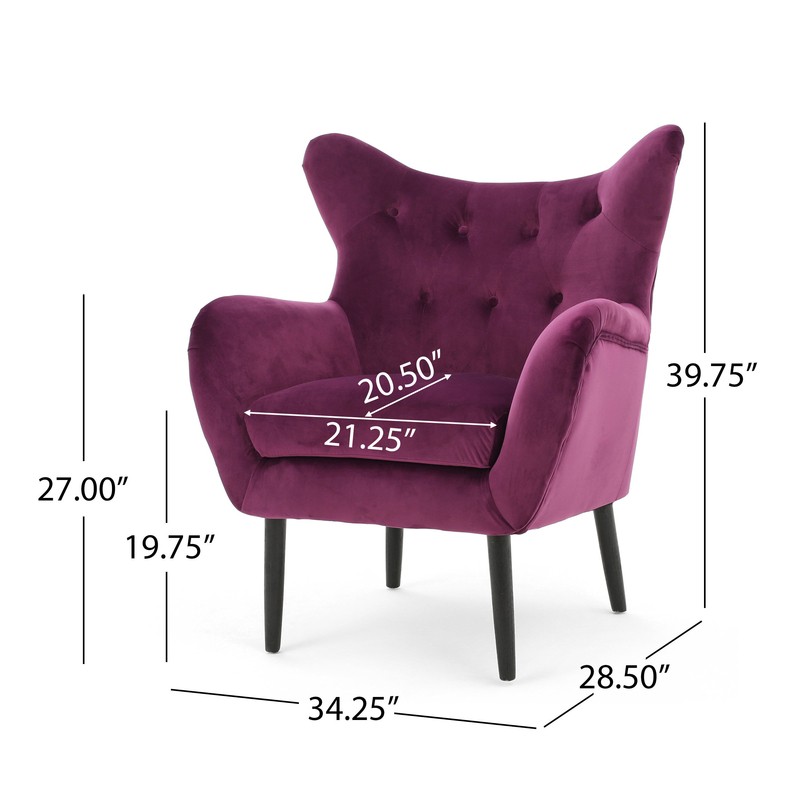 Danney 30'' Wide Tufted Velvet Wingback Chair