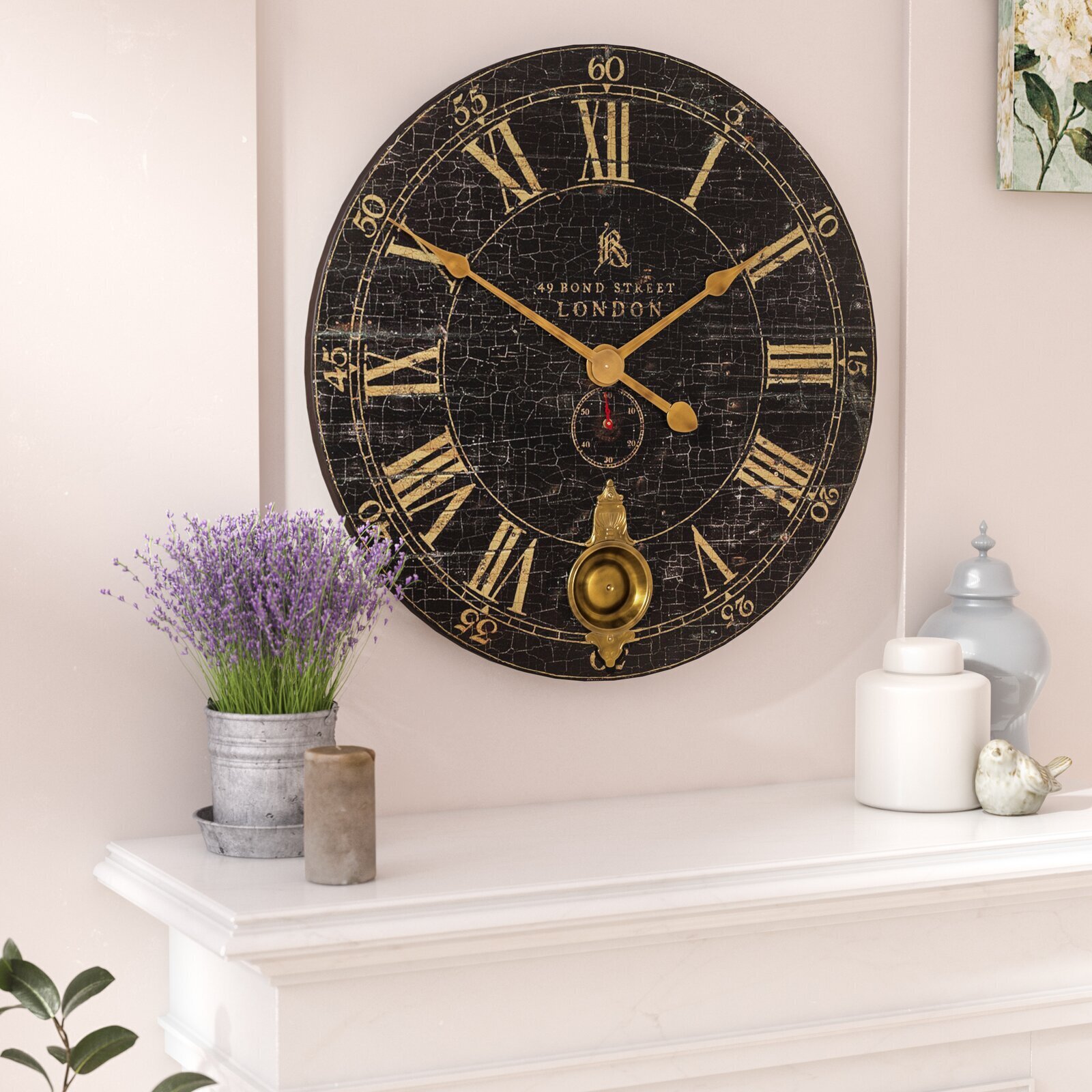 Dark French country wall clock