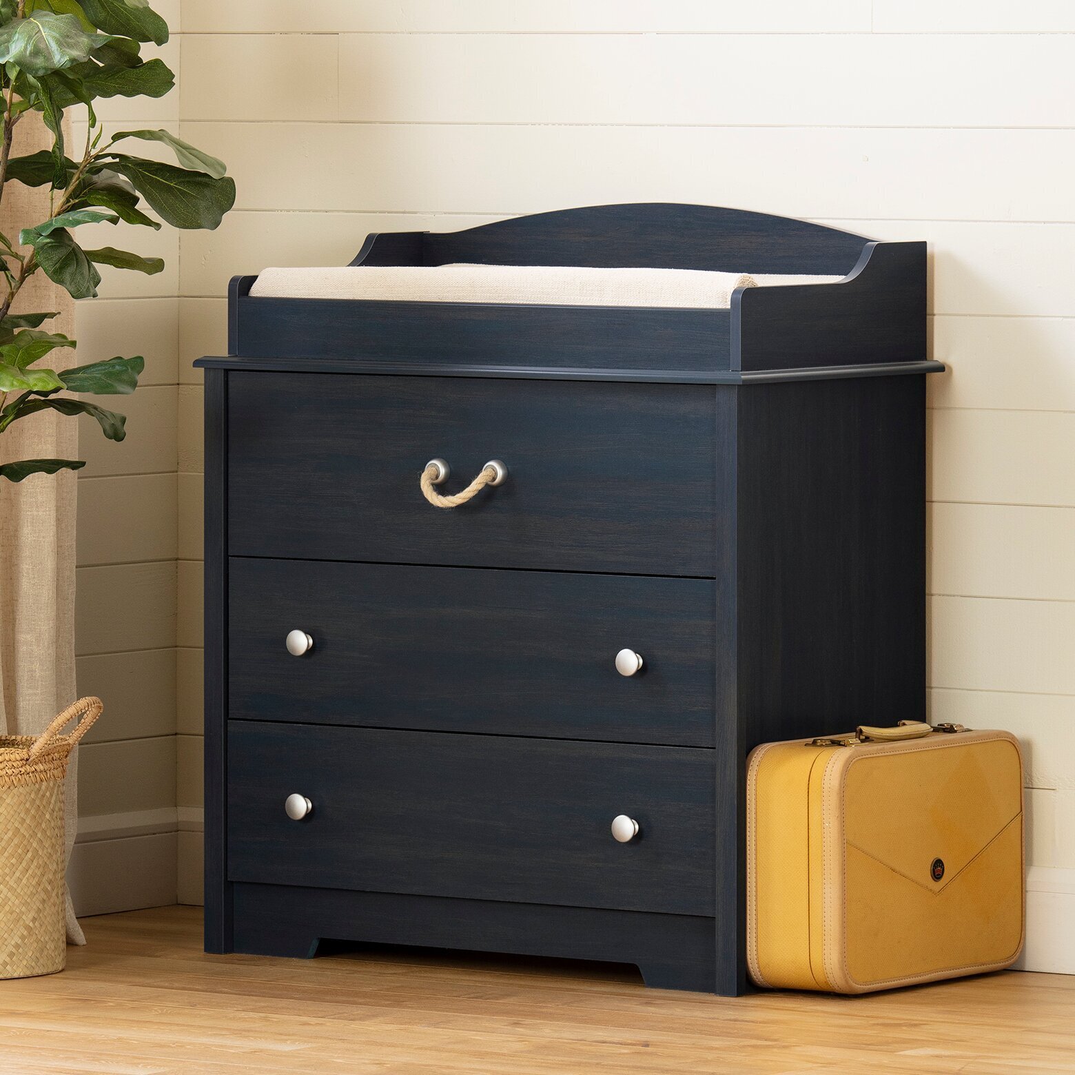 Dark Nautical Style Changing Table With Drawers