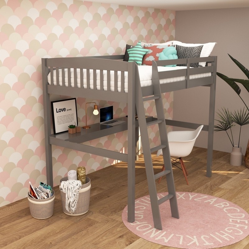Daylin Solid Wood Platform Loft Bed with Built-in-Desk by Harriet Bee
