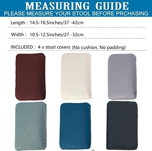 Debruyne 4 Pack Stretch Rectangle Bar Stool Covers Elastic Vanity Stool Cover Jacquard Chair Seat Slipcovers Counter Stool Covers Saddle Seat Cover for Wooden Metal Bench Washable (Gray)