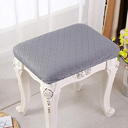 Debruyne 4 Pack Stretch Rectangle Bar Stool Covers Elastic Vanity Stool Cover Jacquard Chair Seat Slipcovers Counter Stool Covers Saddle Seat Cover for Wooden Metal Bench Washable (Gray)