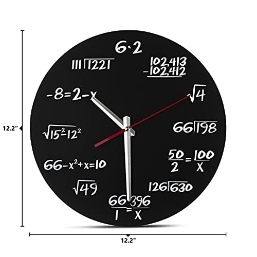 Decodyne Math Wall Clock - Unique Wall Clock - Each Hour Marked by a Simple Math Equation