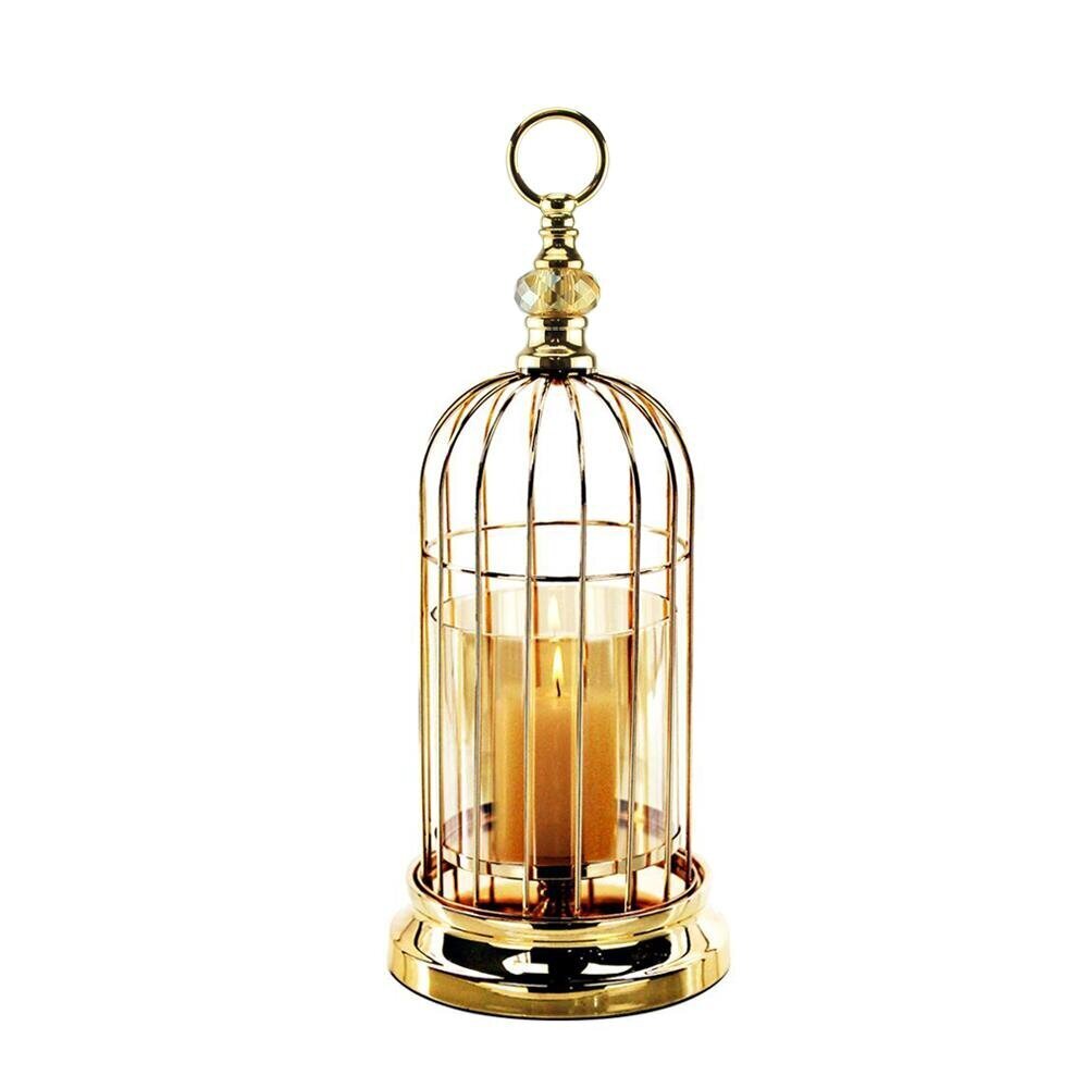 Decorative Metal Bird Cage Glass Hurricane