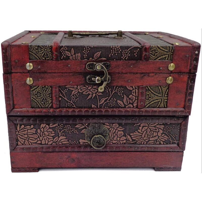 Decorative Retro Style Wood Jewelry Box For Women 