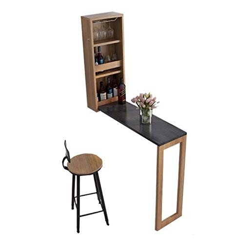 Desk Wall Mounted Folding Table, Simple Modern Small Bar, Multifunction Wine Cabinet for Kitchen, Storage Area, Wine Shelf, Fold Out, 100x36cm
