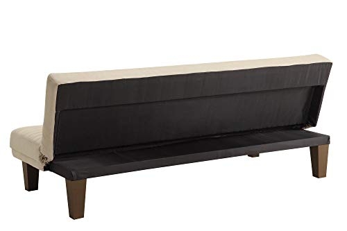 DHP Dillan Convertible Futon Couch Bed with Microfiber Upholstery and Wood Legs - Tan