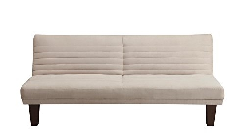 DHP Dillan Convertible Futon Couch Bed with Microfiber Upholstery and Wood Legs - Tan