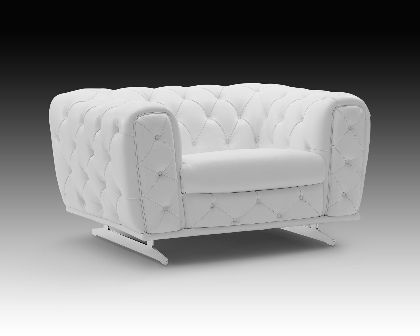 Diamond Tufted White Leather Chair