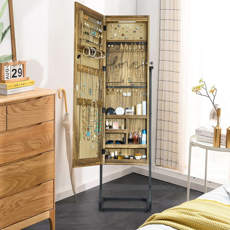 Diella 17.7'' Wide Solid Wood Jewelry Armoire with Mirror