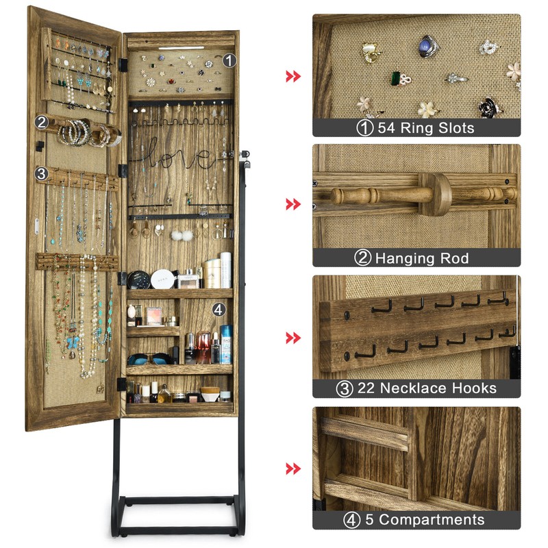 Diella 17.7'' Wide Solid Wood Jewelry Armoire with Mirror