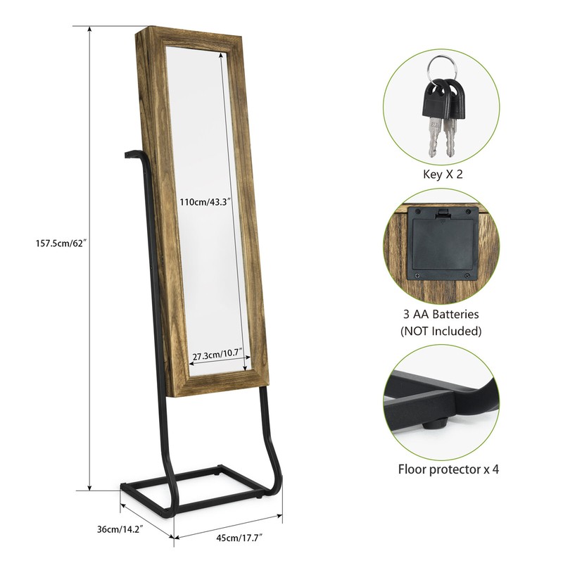 Diella 17.7'' Wide Solid Wood Jewelry Armoire with Mirror