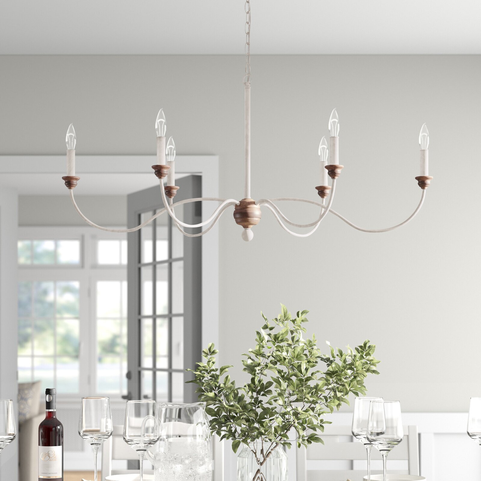Distressed White Metal Chandelier