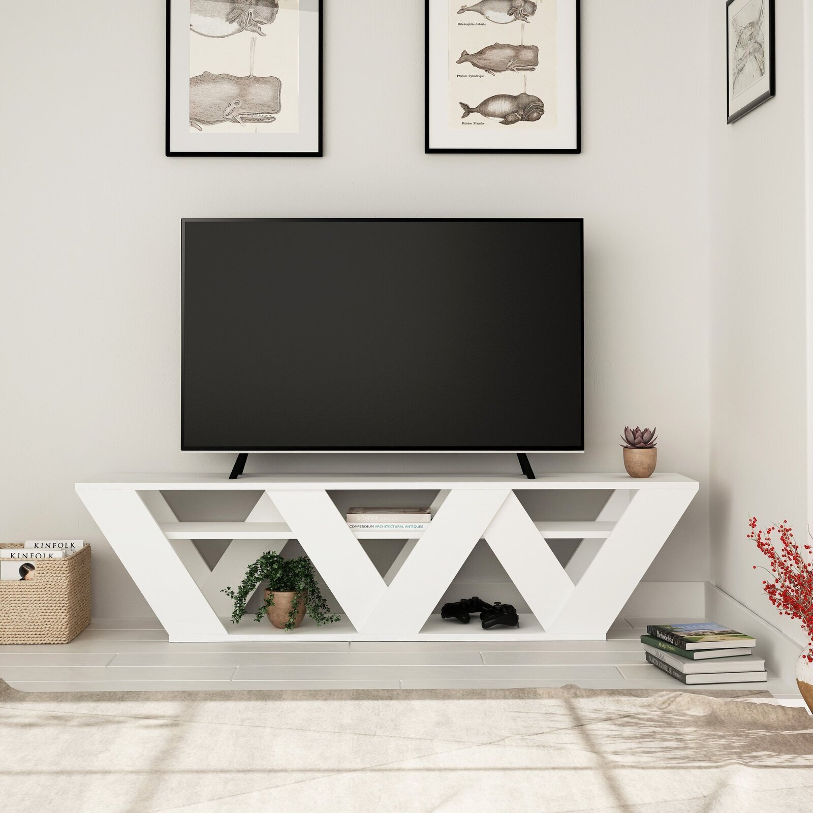 Eclectic White Media Console