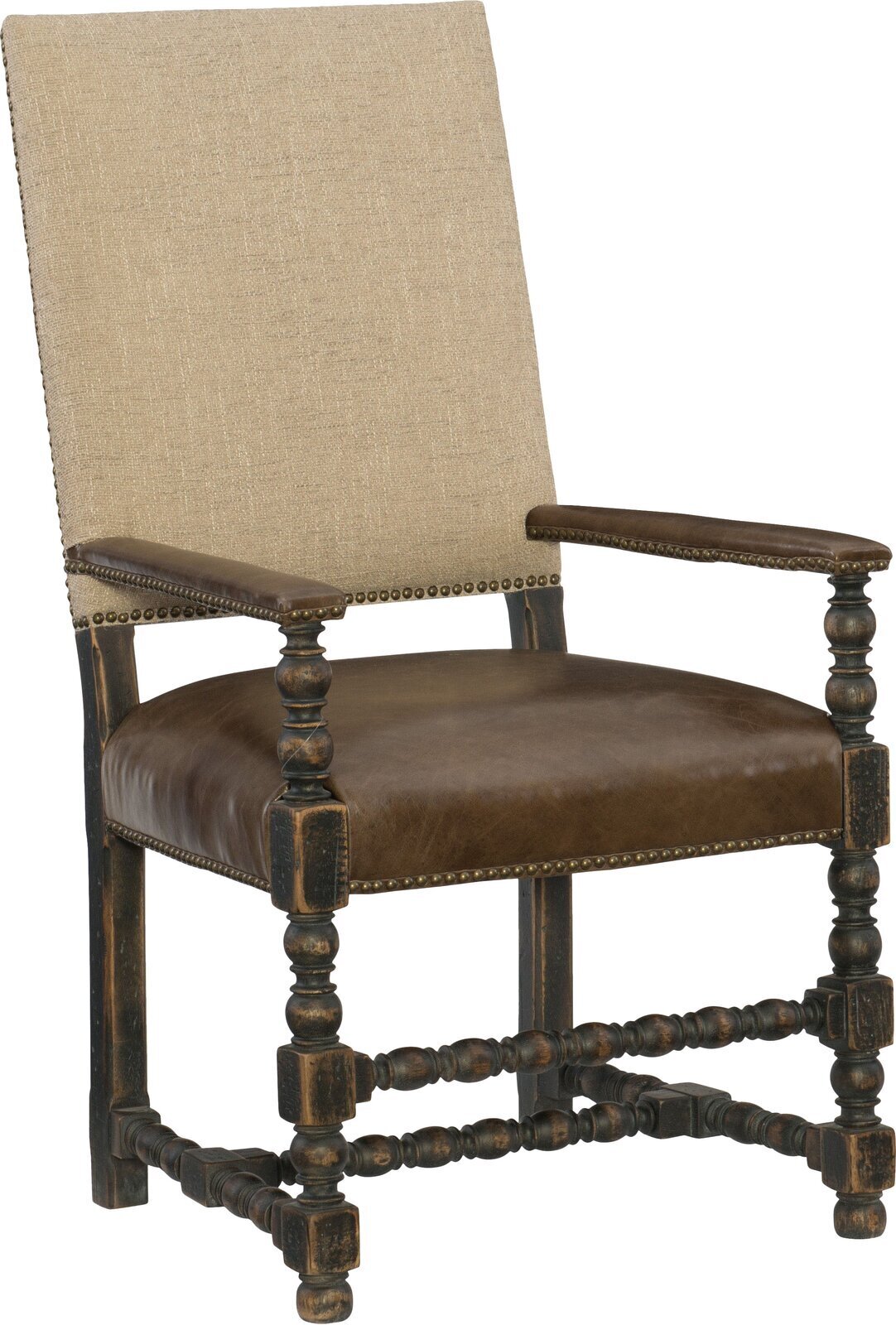 Elegant High Back Leather Dining Armchairs