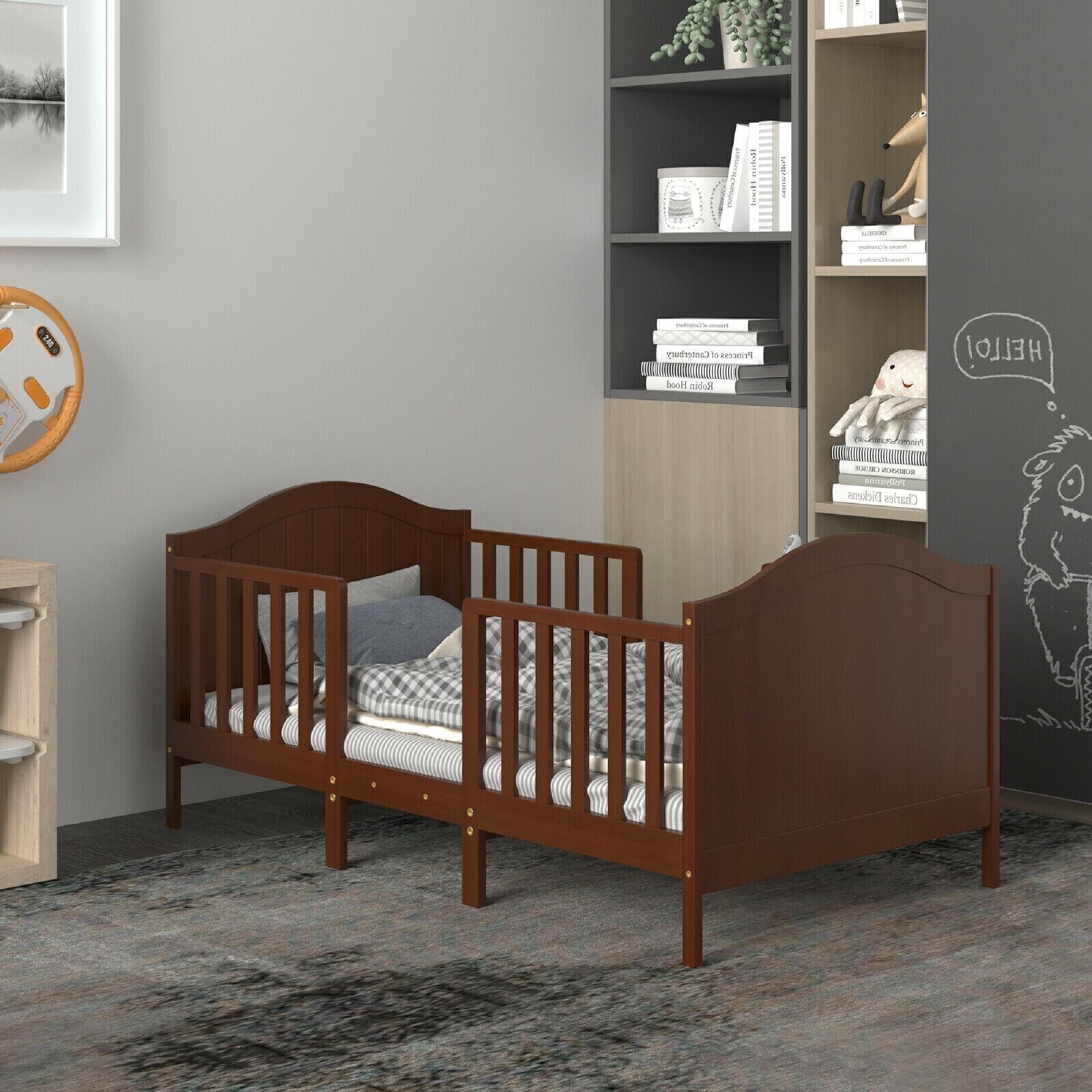 Elegant Wooden Convertible Toddler Bed