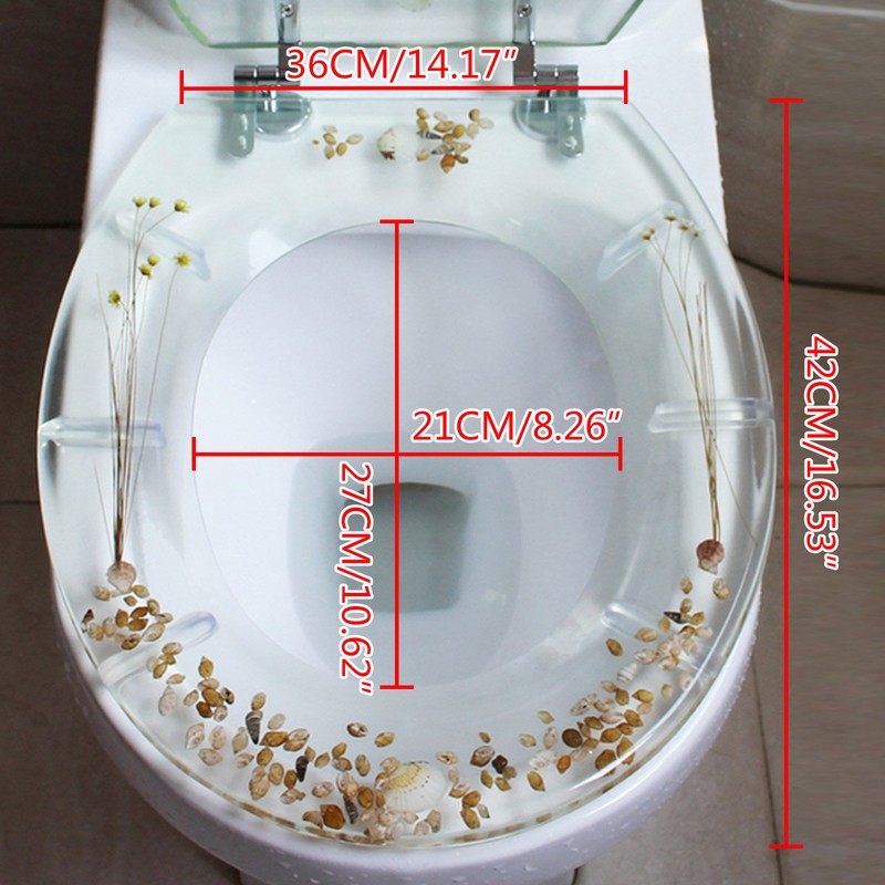 Elongated Safety Resin Toilet Seat, Transparent Silent Thickened Toilet Cover For U/V Type Toilet