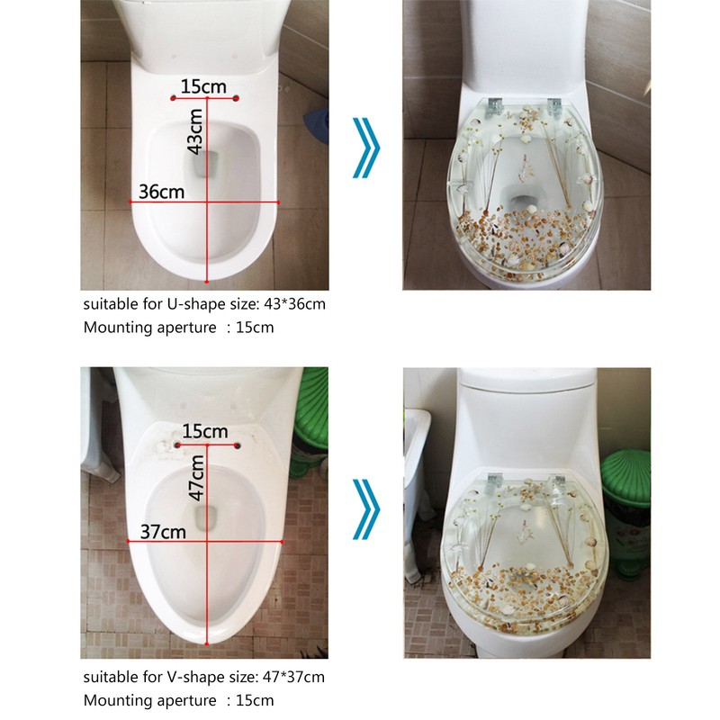 Elongated Safety Resin Toilet Seat, Transparent Silent Thickened Toilet Cover For U/V Type Toilet